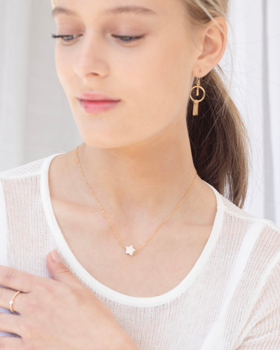 Blanca Star Necklace Pearl