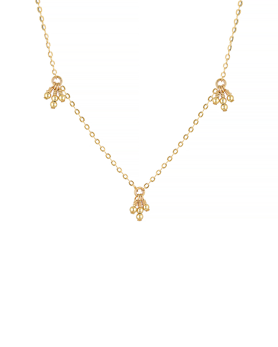 Gold chain necklace with gold beaded tassels