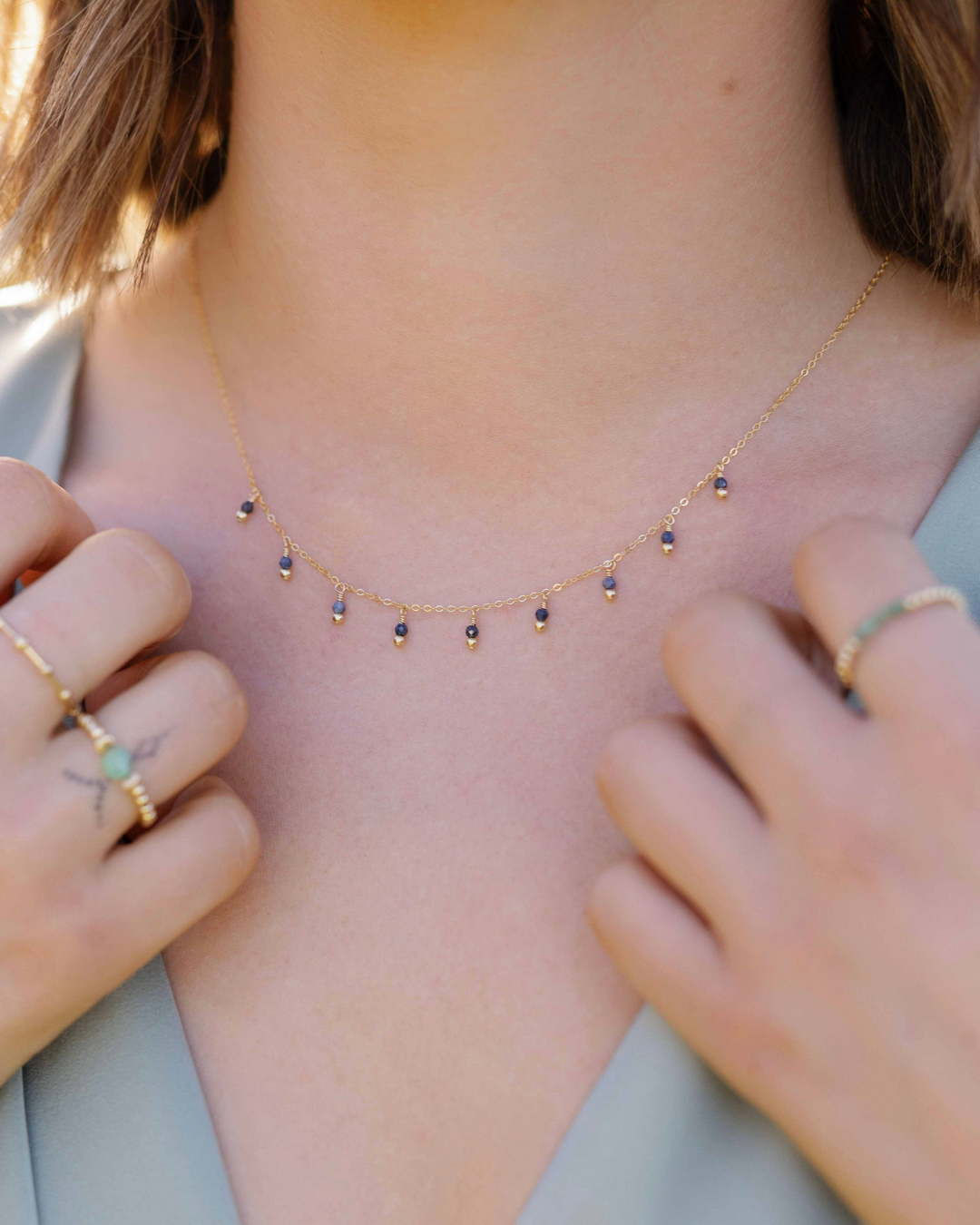 Rain Necklace Sapphire