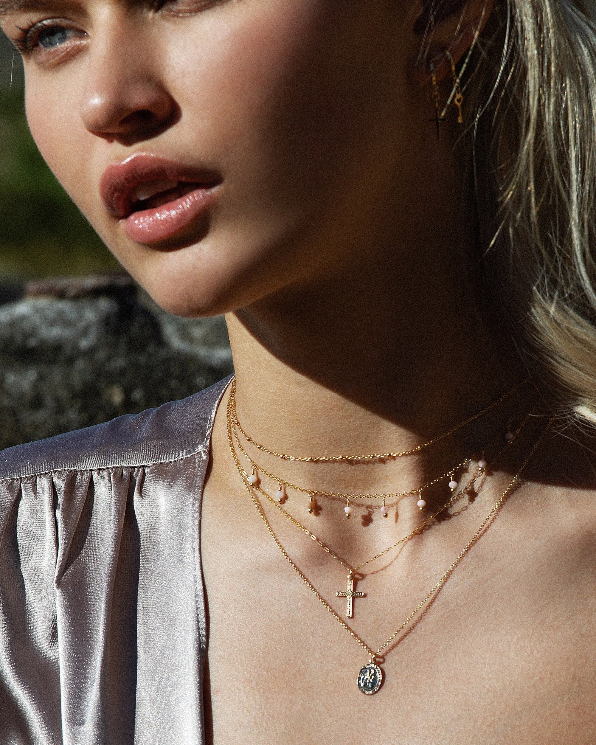 Rain Necklace Pink Peruvian Opal