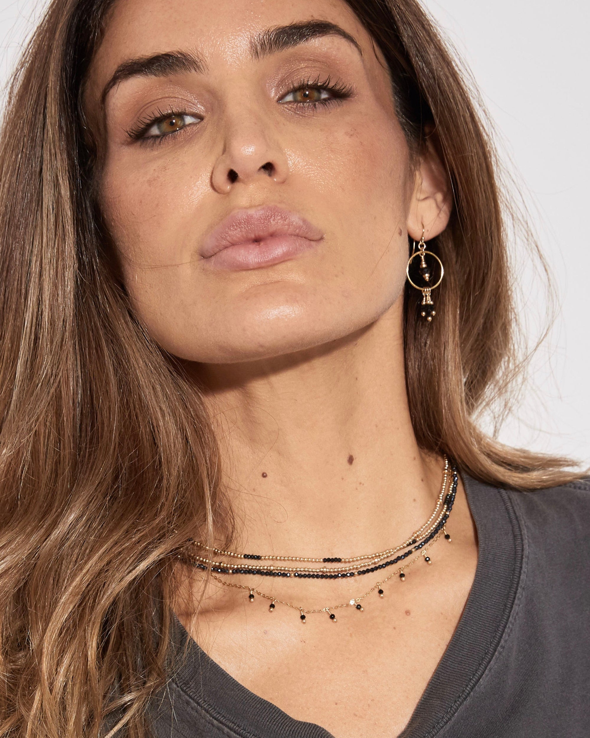 Rain Necklace Black Spinel