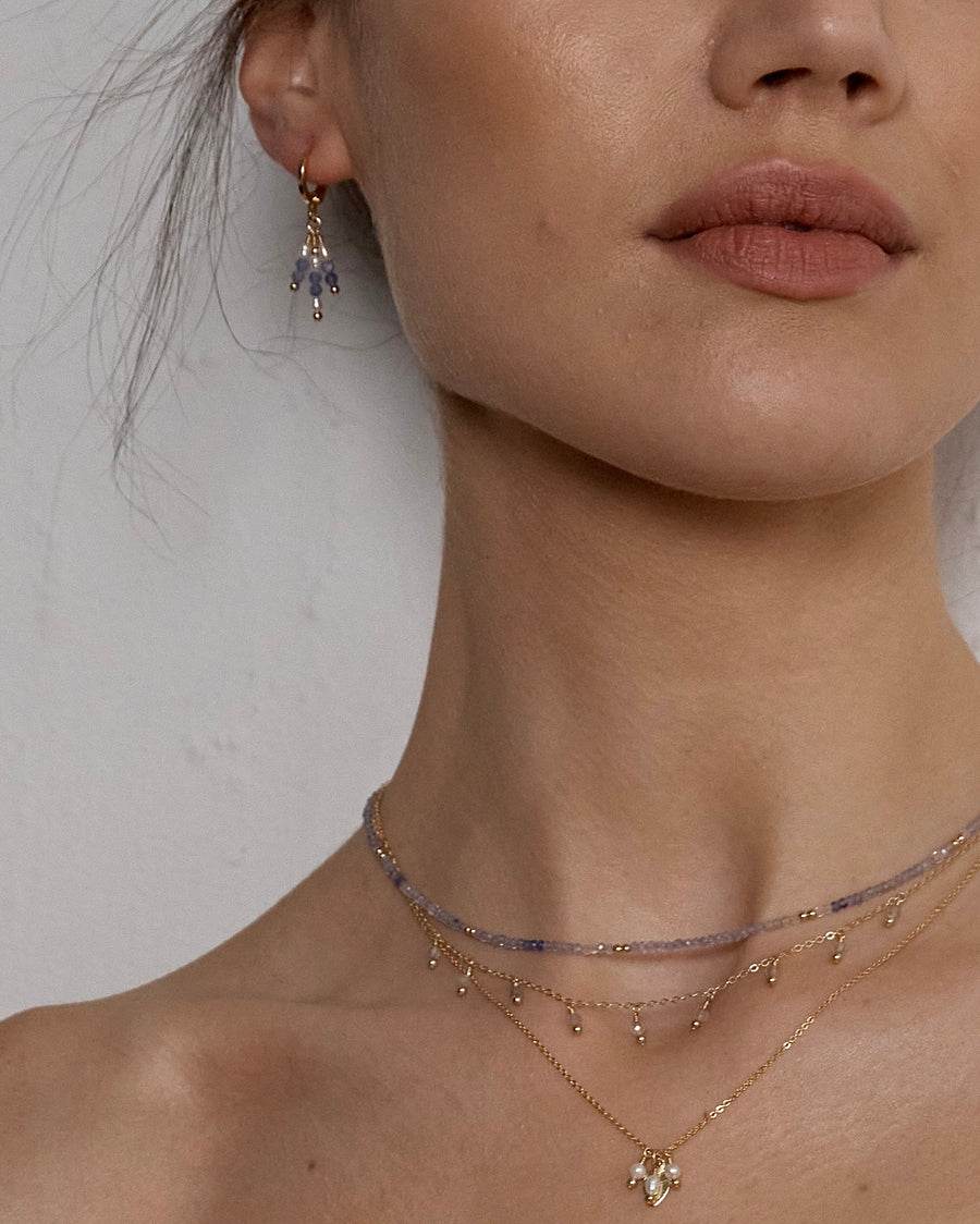 Tanzin Earrings Tanzanite & Pearl
