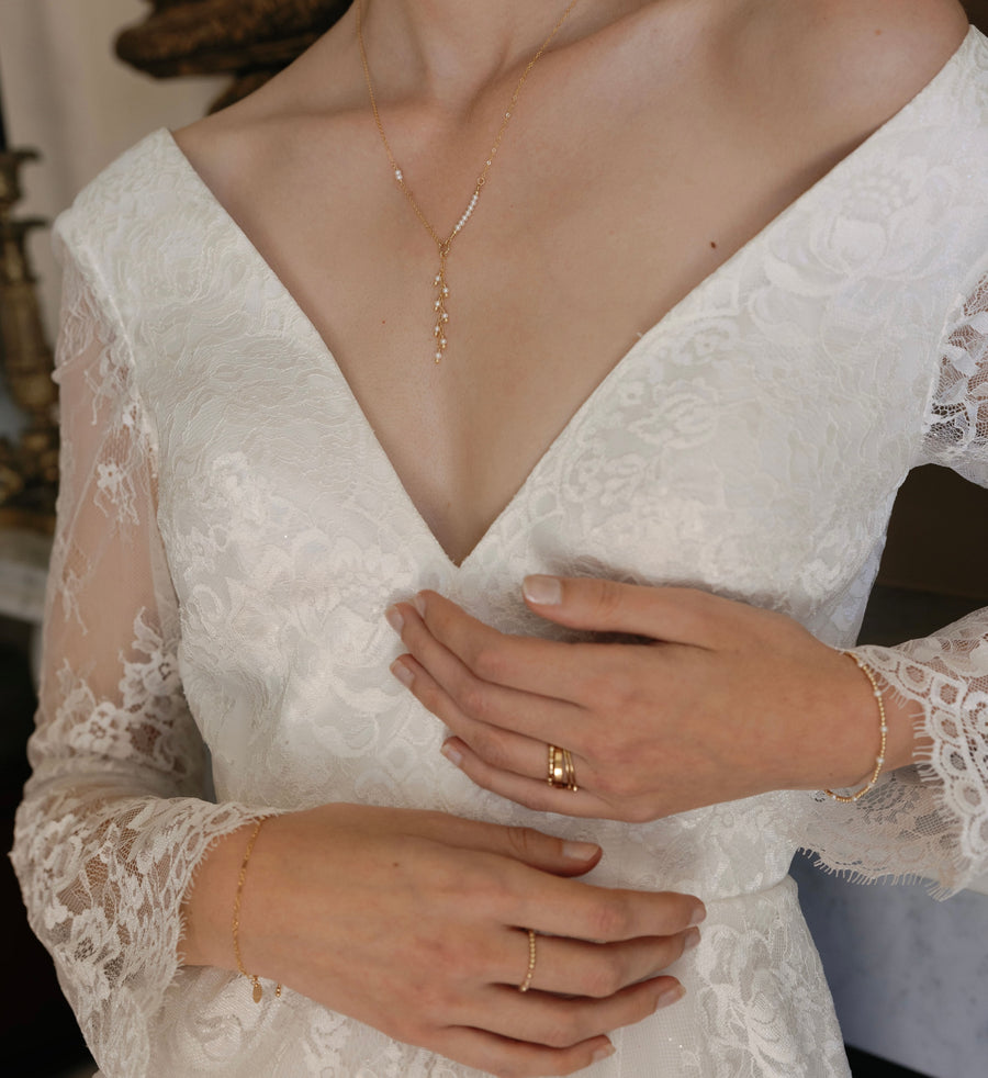 Bridal Cascade Necklace Pearl