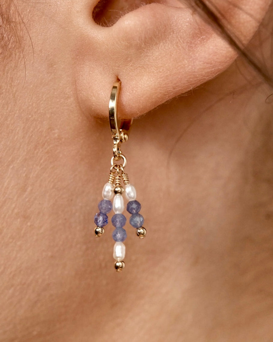 Tanzin Earrings Tanzanite & Pearl