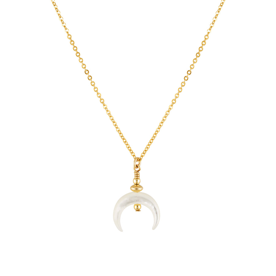 Petite Raye Crescent Necklace - Mother of Pearl