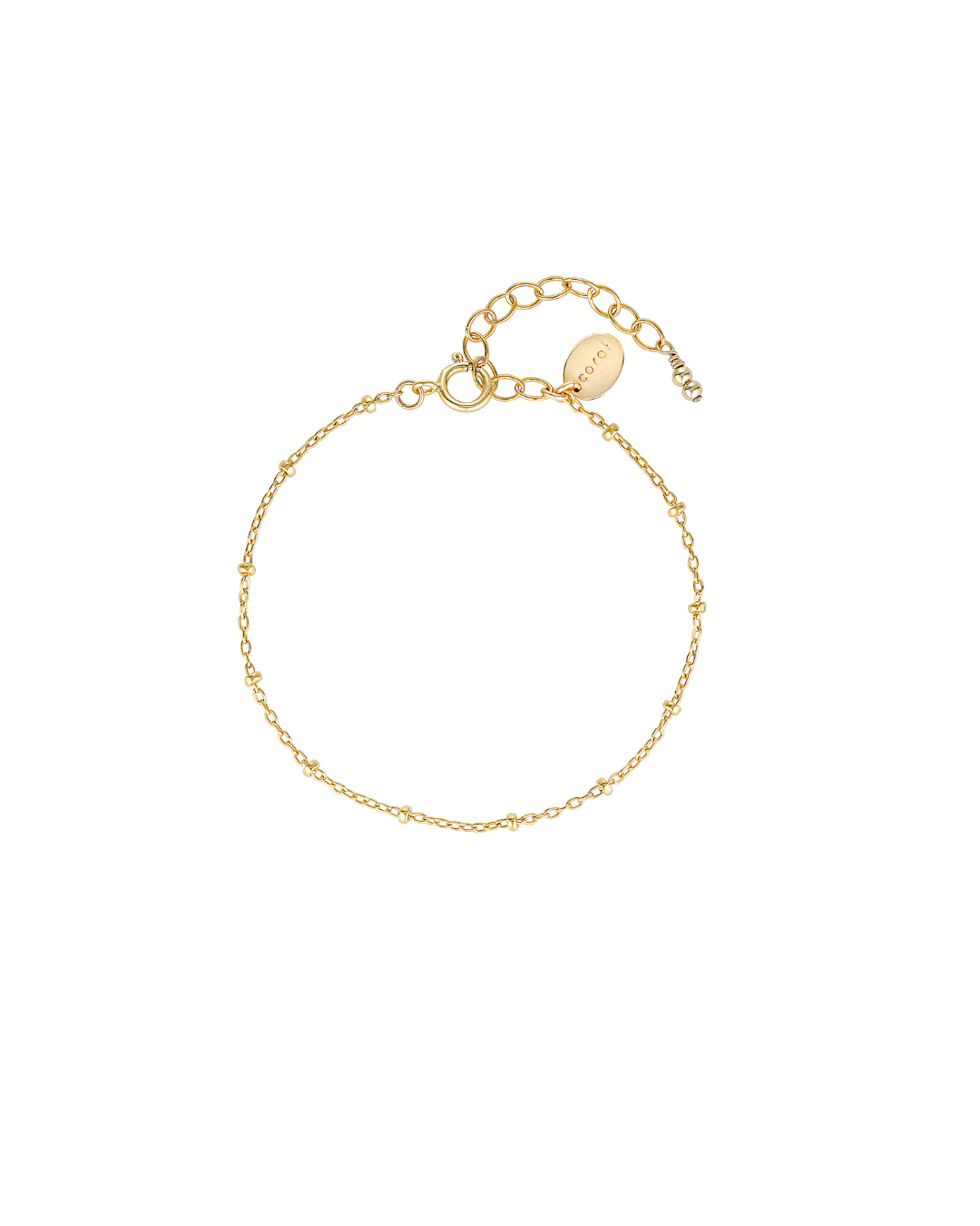 Delicate gold chain bracelet on a white background