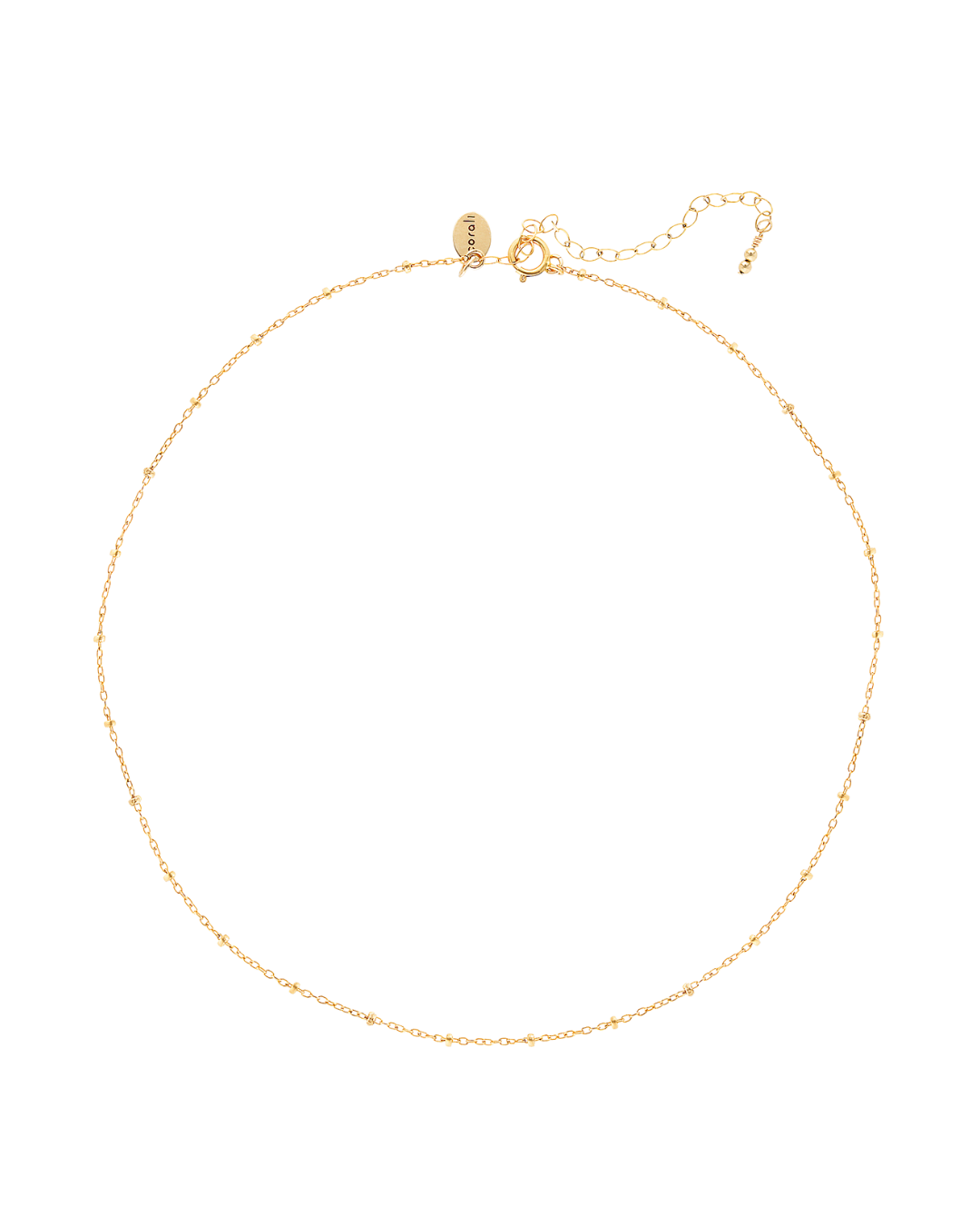 Gold chain necklace on a white background
