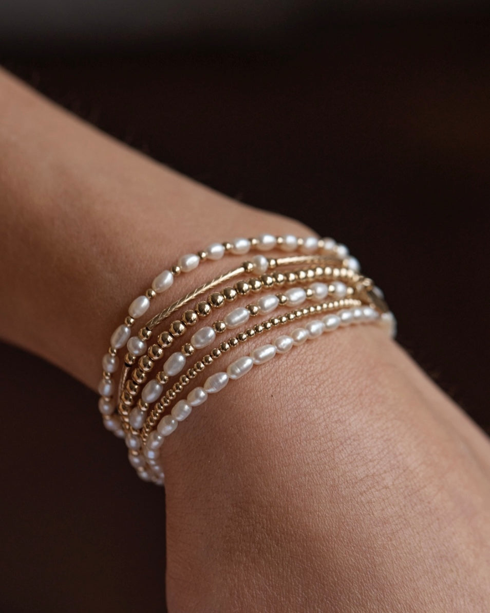 gold and pearl beaded bracelet