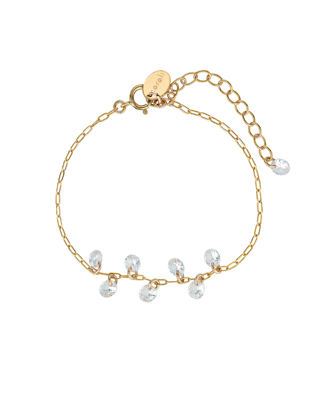 Gold bracelet with Cubic Zirconia on a white background