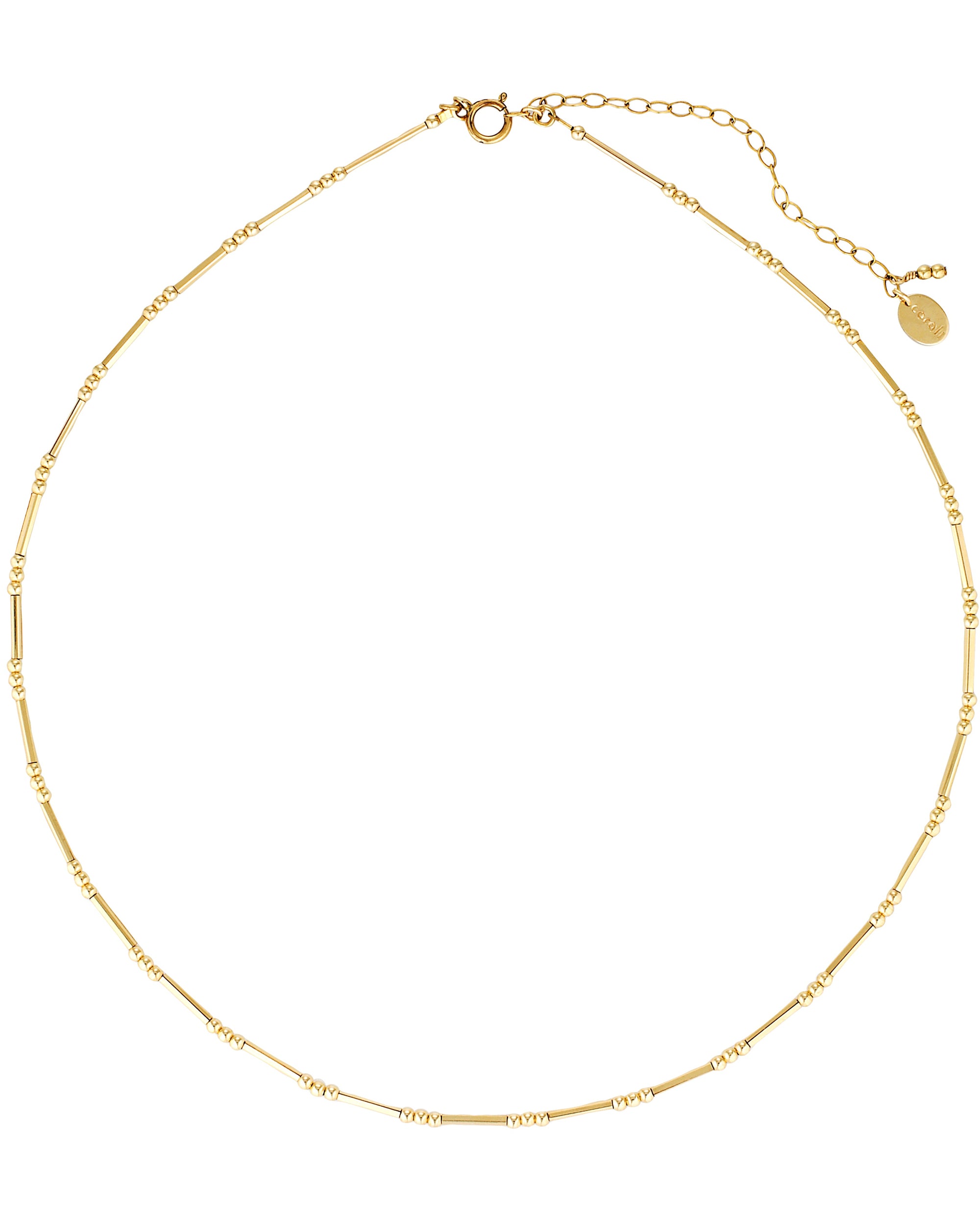 Gold necklace on a white background