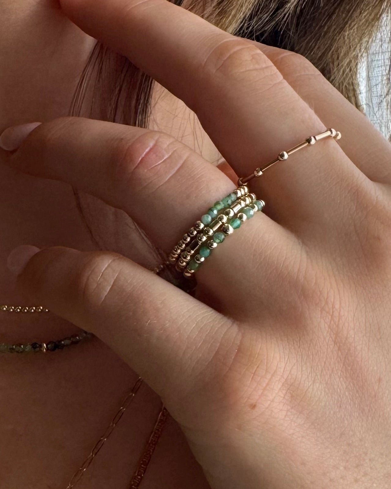 gold beaded rings