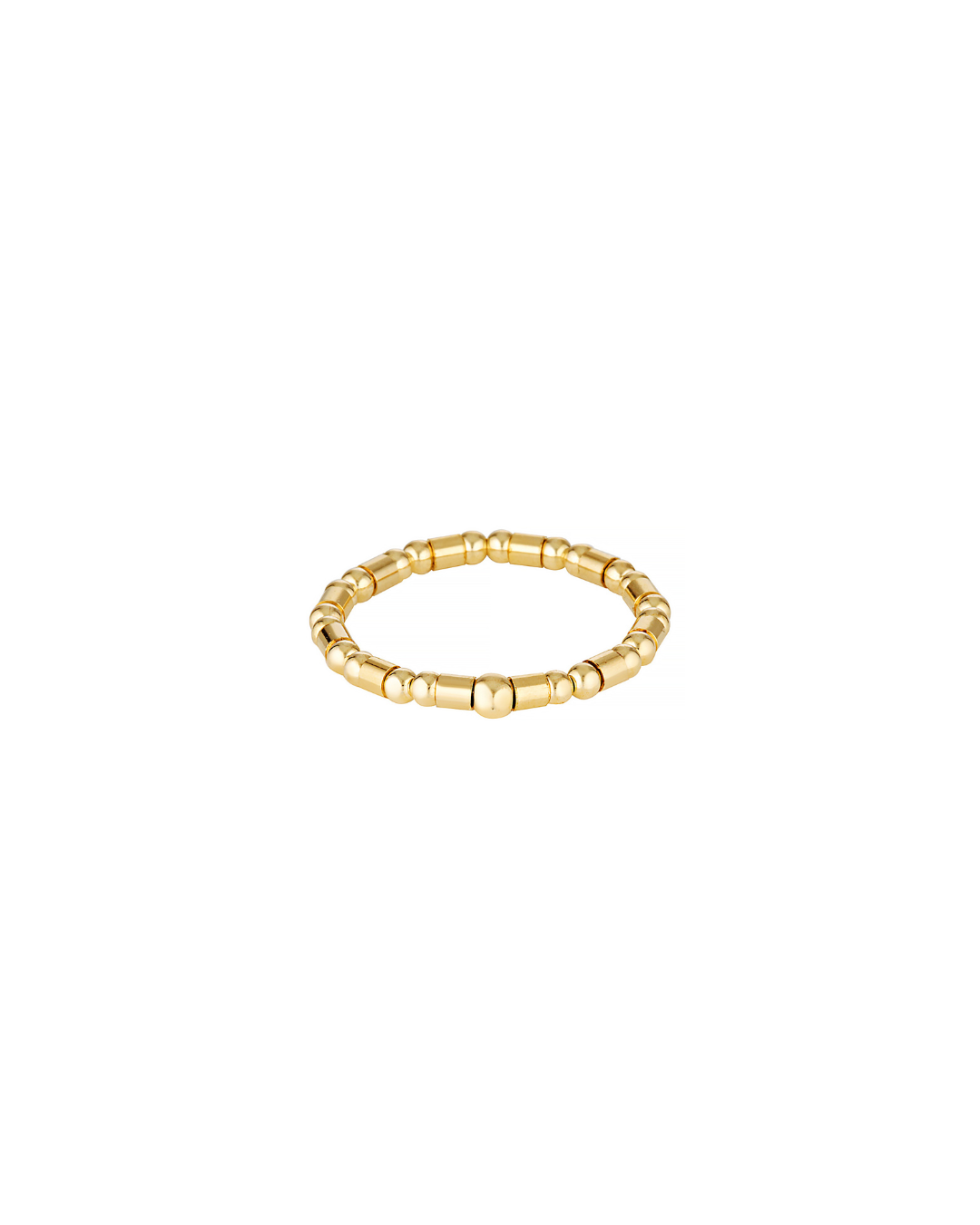 Gold beaded ring on a white background