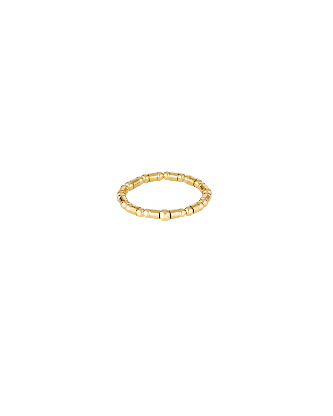 Gold beaded ring on a white background