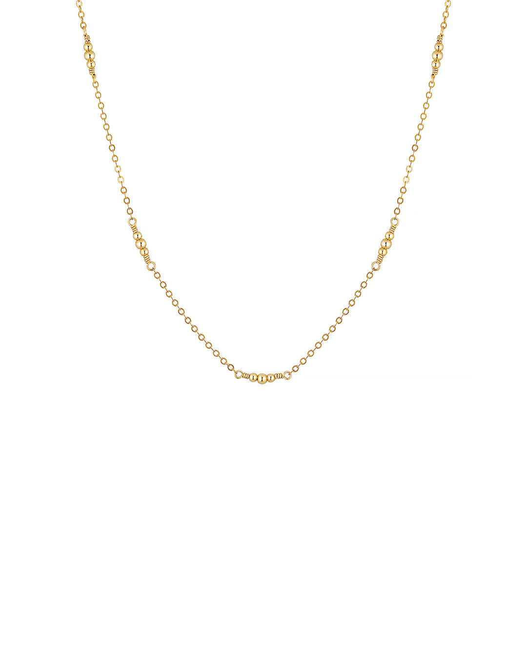 Gold chain necklace on a white background