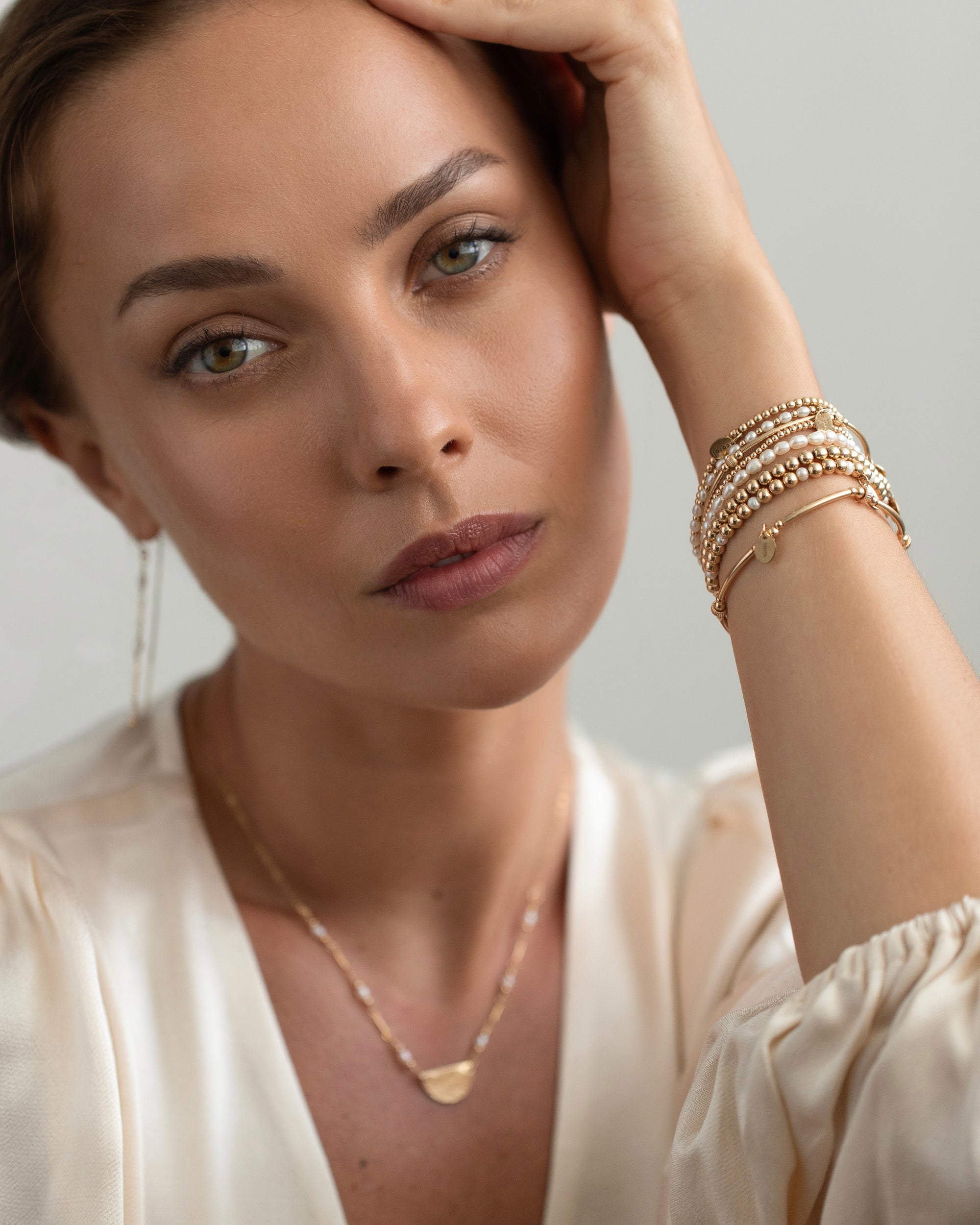 gold beaded bracelet