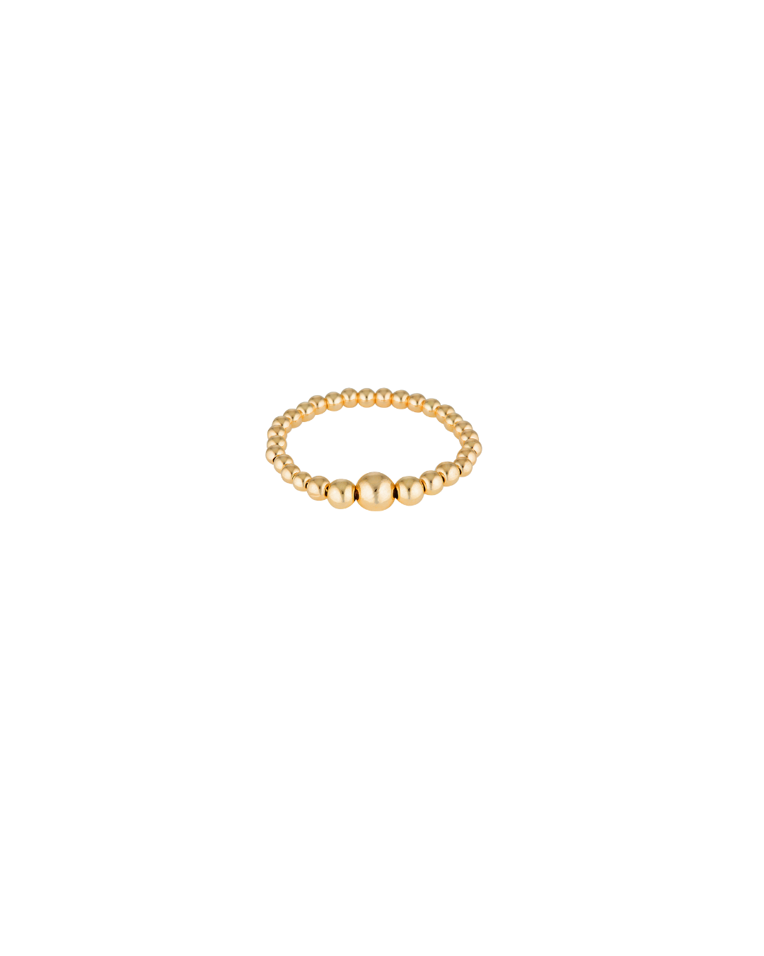 Gold beaded ring on a white background