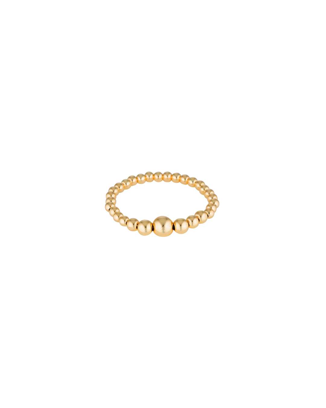 Gold beaded ring on a white background