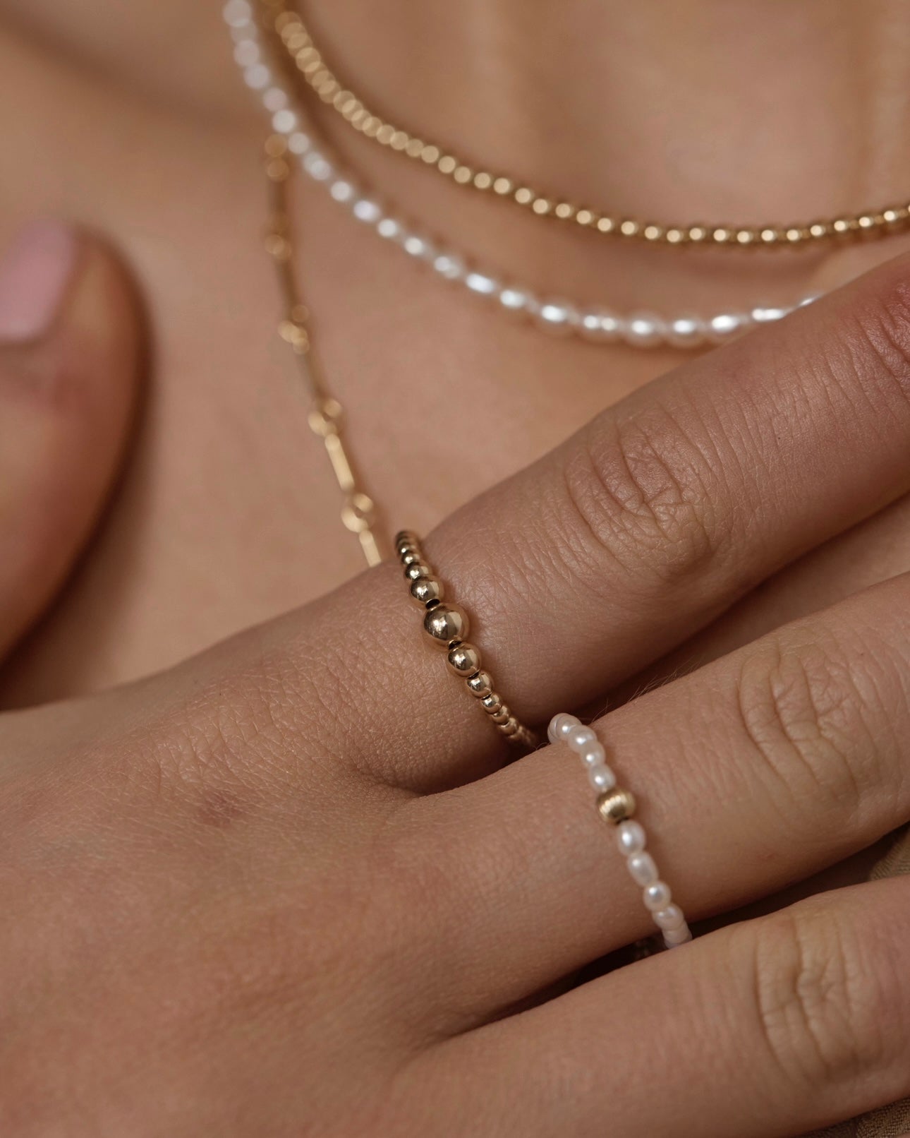 beaded gold ring