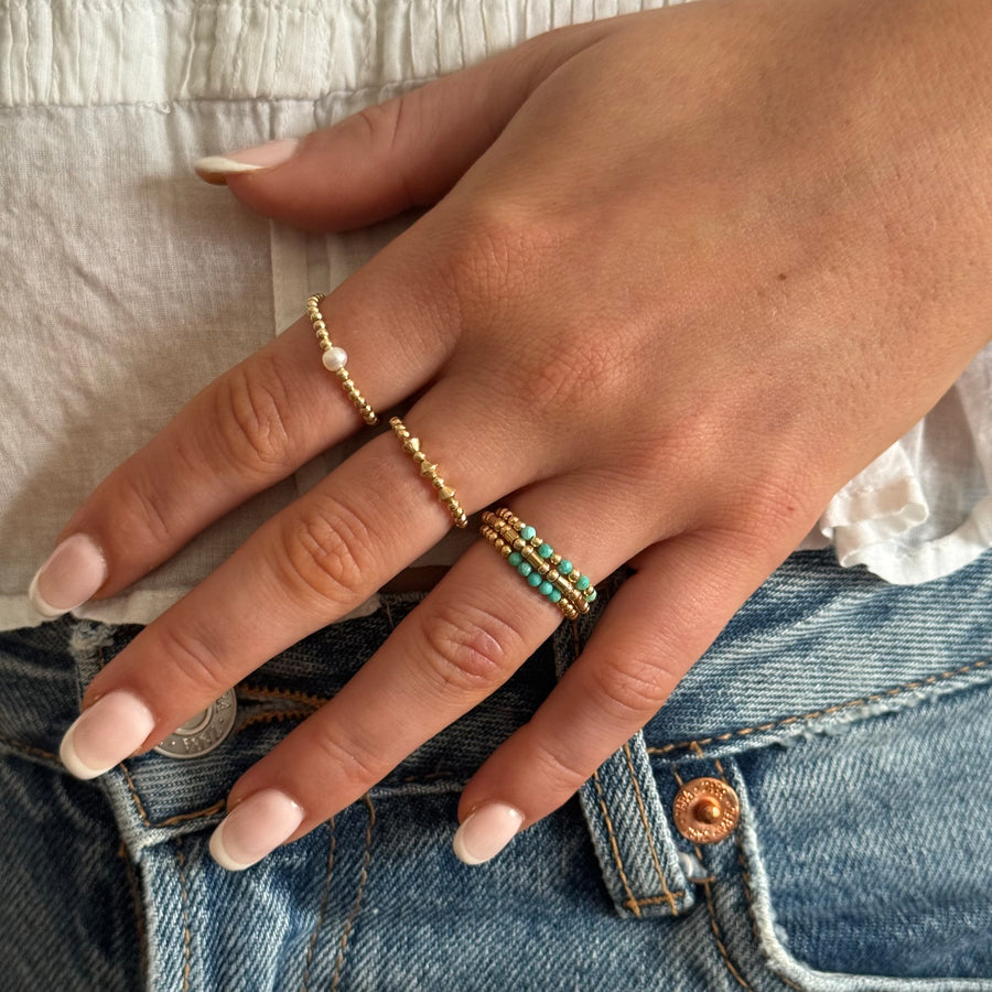 Gold Bead Ring ~ Turquoise