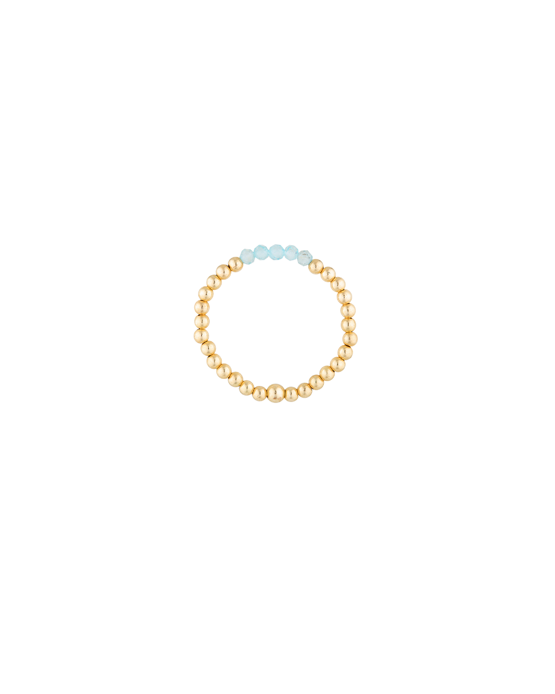 Gold ring with apatite gemstones on a white background
