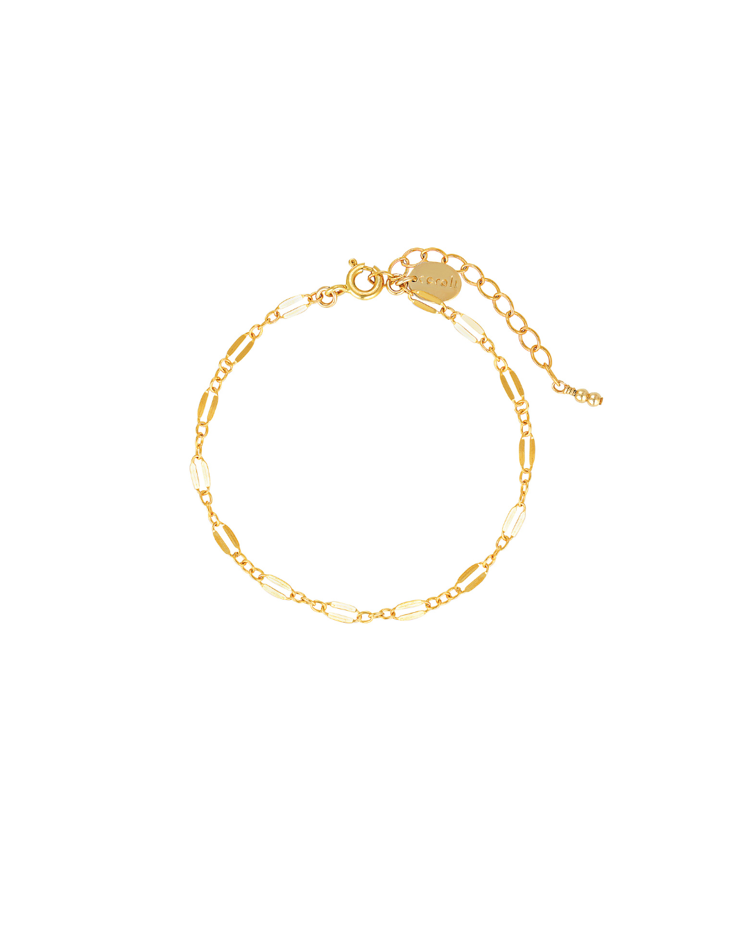 Gold chain bracelet on a white background