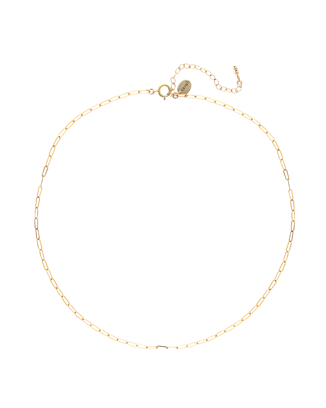 Gold chain necklace on a white background