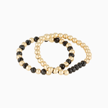 Gold Bead Ring ~ Black Spinel