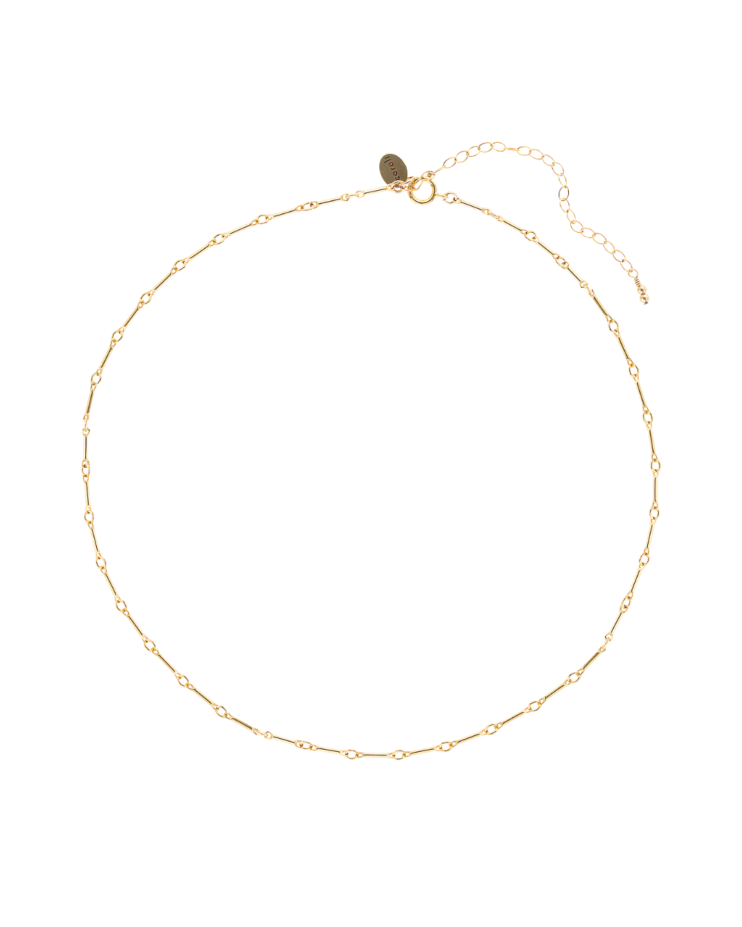 Gold chain necklace on a white background