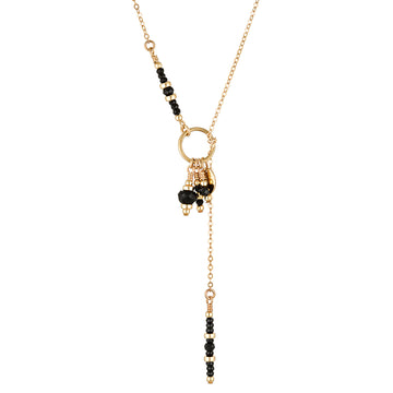 Colliss Lariat Necklace ~ Black Onyx & Spinel