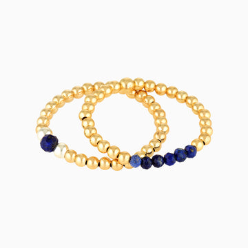 Gold Bead Ring ~ Lapis Lazuli