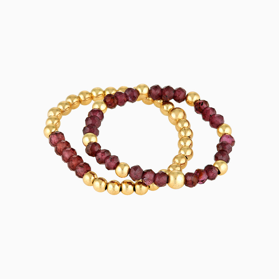 Gold Bead Ring ~ Garnet