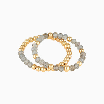 Gold Bead Ring - Labradorite