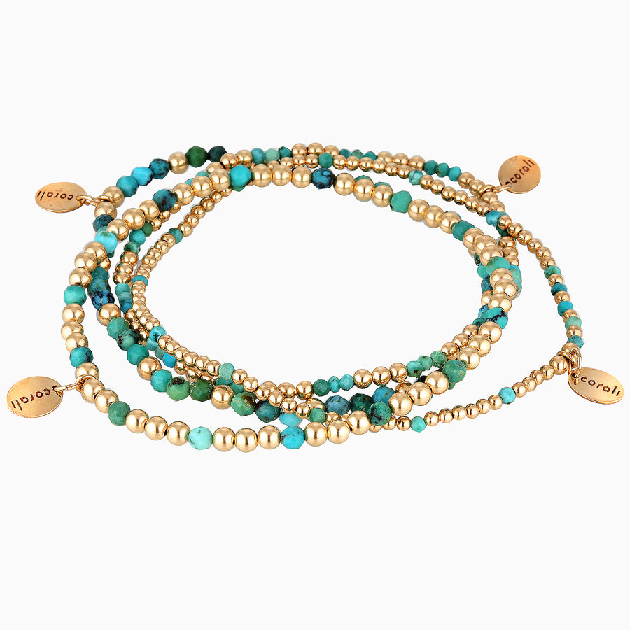 Bead Bracelet ~ Gold & Turquoise