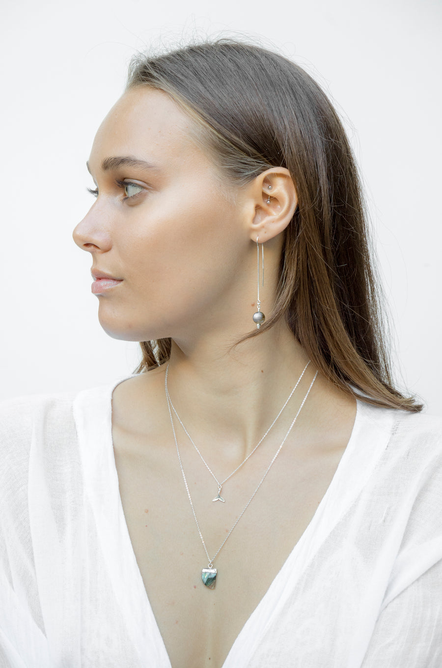 Delia Thread Earrings ~ Labradorite