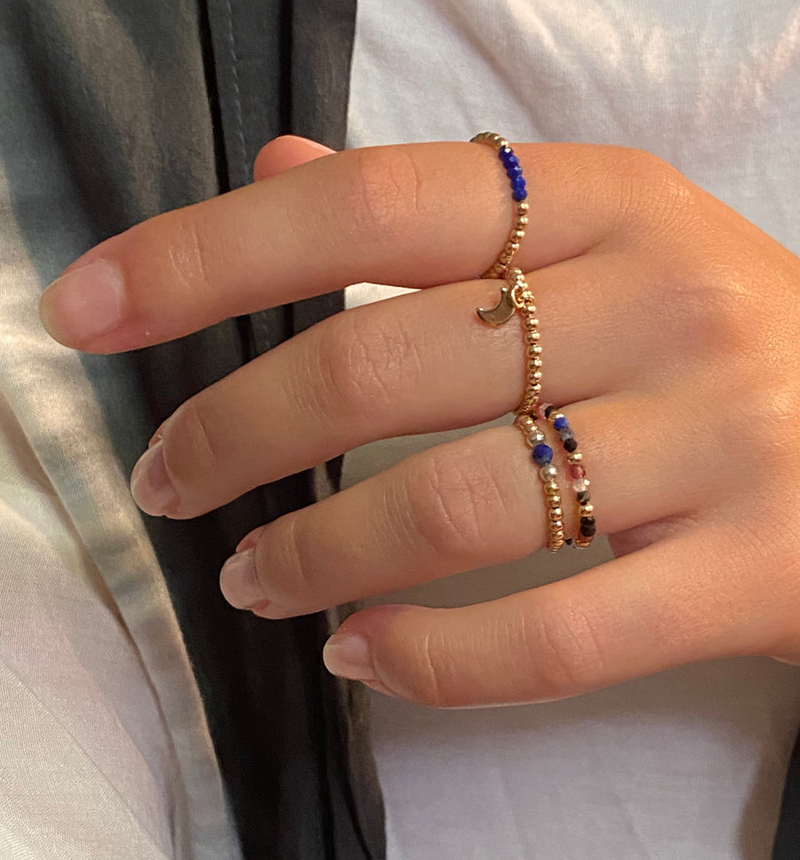 Gold Bead Ring ~ Lapis Lazuli