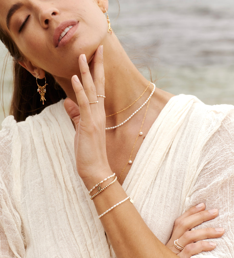Samoa Bracelet ~ Gold & Pearls