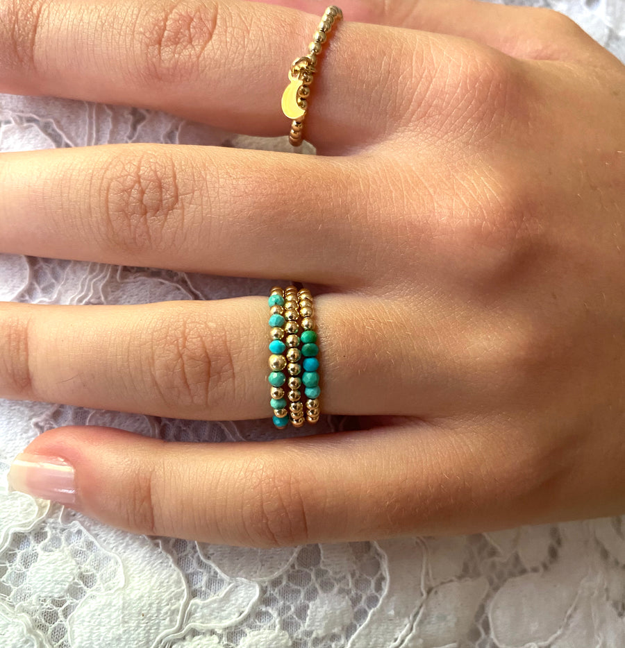 Gold Bead Ring ~ Turquoise